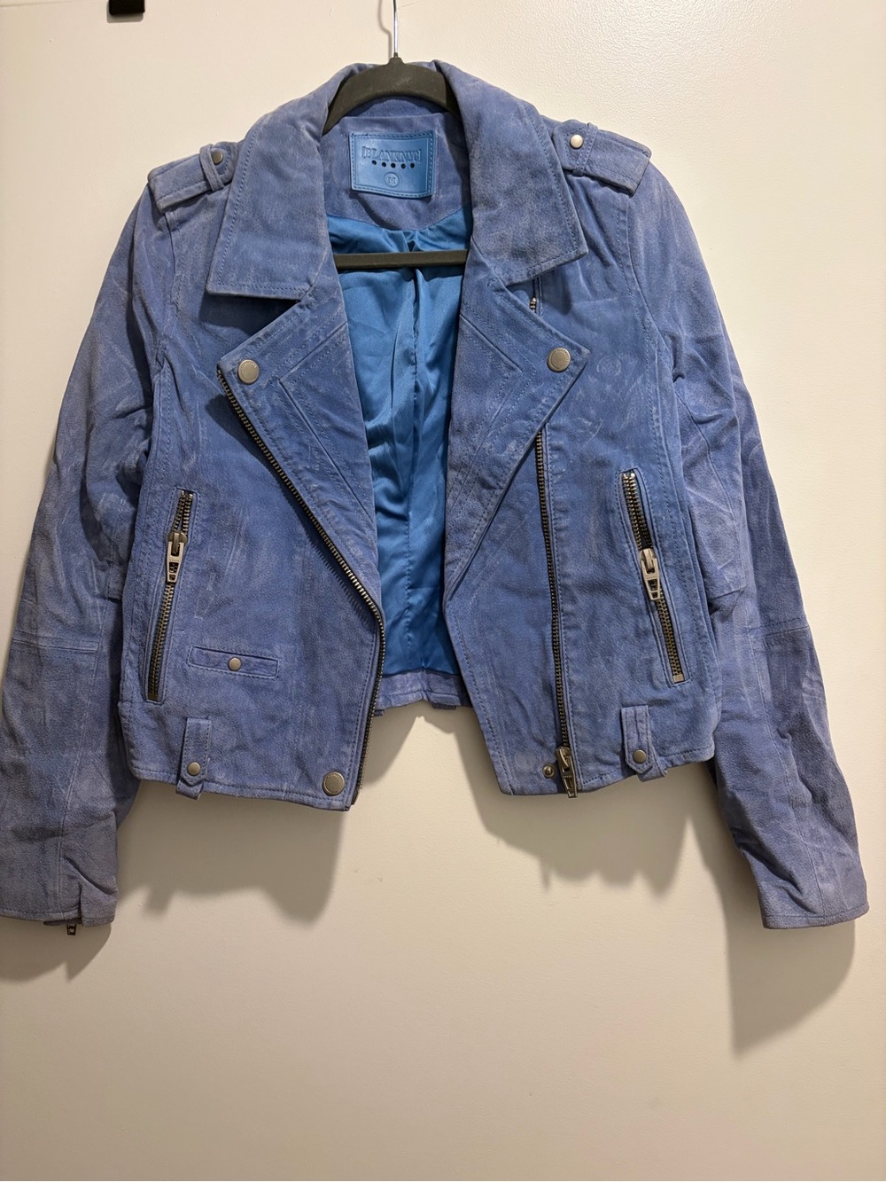 Blank NYC Blue Suede Moto Jacket